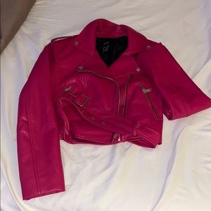 Hot pink fleather jacket